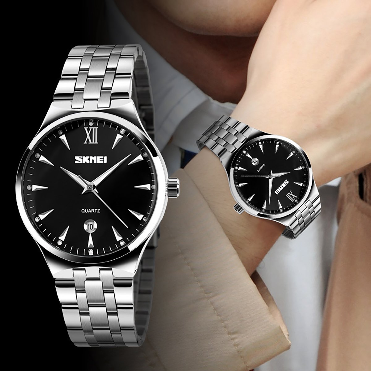 MODIWEN Men\'s Quartz Watch Analog Business Wrist Watch with Date and Stainless Steel Strap