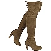 Wild Diva Amaya-01 Women's Thigh High Sexy Over The Knee Pullon Trendy Comfortable Chunky High Heel Boots