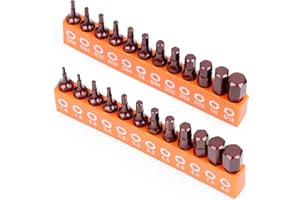 Amartisan 24-Piece Hex Head Allen Wrench Drill Bit Set, Metric and SAE S2 Steel Hex Bits Set, 1" Long