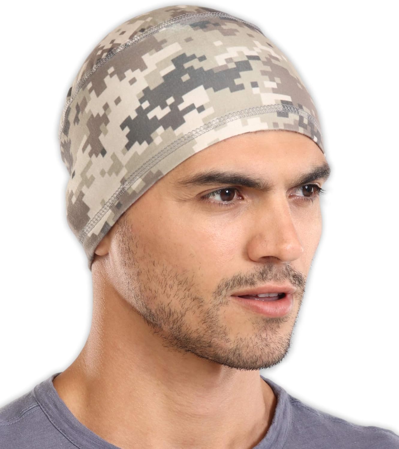 Cooling Skull Cap Helmet Liner for Men - Sweat Wicking Motorcycle & Football Under Hard Hat Liner - UPF 50 Sun Protection Running & Cycling Head Caps - Black : Clothing