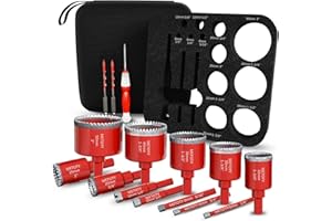 METOTY 15-Piece Diamond Hole Saw Set with Positioning Jig (1/4" to 2") – Vacuum Brazed Core Bits for Tile, Stone & Glass, Dry