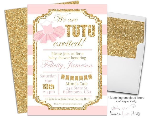 Amazon Com Pink And Gold Tutu Baby Shower Invitations Gold Glitter Amazon Com Pink And Gold Tutu Baby Shower Invitations Gold Glitter