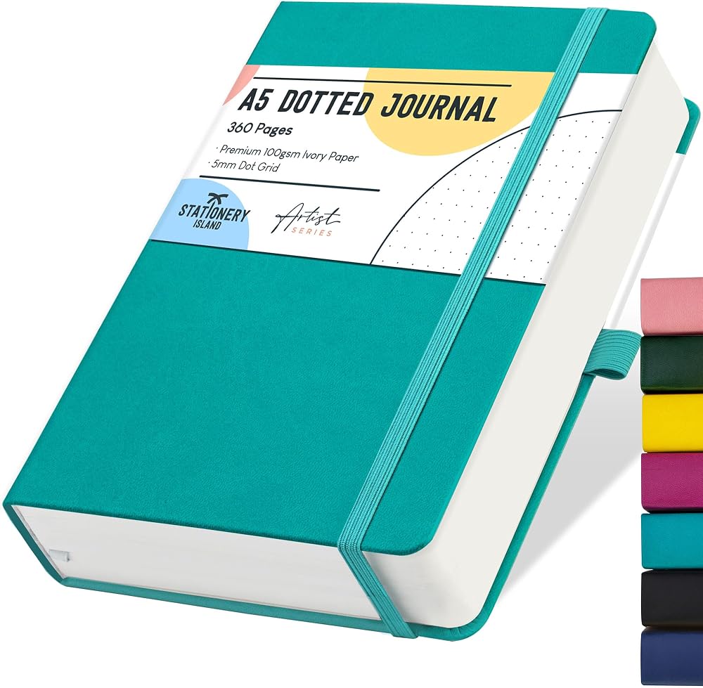ISLAND Bullet Dotted Journal A5 360 Pages Hardback 100gsm 2 Bookmarks