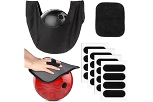 RAINFLOW 18PCS Bowling Accessories for Men Women-1PC Bowling Ball Bag,1PC Towel and 16PCS Thumb Tape,Black BowlingBall Cleaner and Polisher