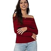 HUNAIF Women's Autumn Sweater, 2026 Casual Long Sleeve Off-The-Shoulder Strapless Knitted Sweater, Pullover Sweater