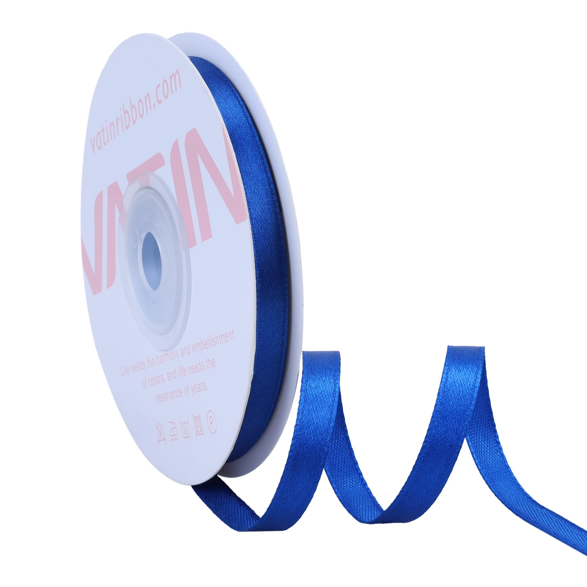 VATIN Royal Blue Satin Ribbon Polyester 6mm X 23m(25 Yards) Craft Fabric Ribbon Perfect for Gift Wrapping,Hair Bow,Party Balloon Trimming, Cake Decoration Sewing and Other Craft Projects