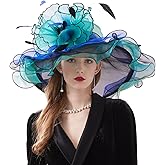 RZTA Women's Kentucky Derby Church Dress Hat Wide Brim Leaf Flower Bridal Shower Hat