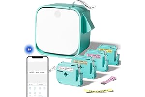 Vixic Label Maker Machine with 4 Tapes, M960 Portable Bluetooth Rechargeable Label Printer, Smart Labeler, Mini Label Maker with Multiple Templates Font Icon, for Home School Office Organization