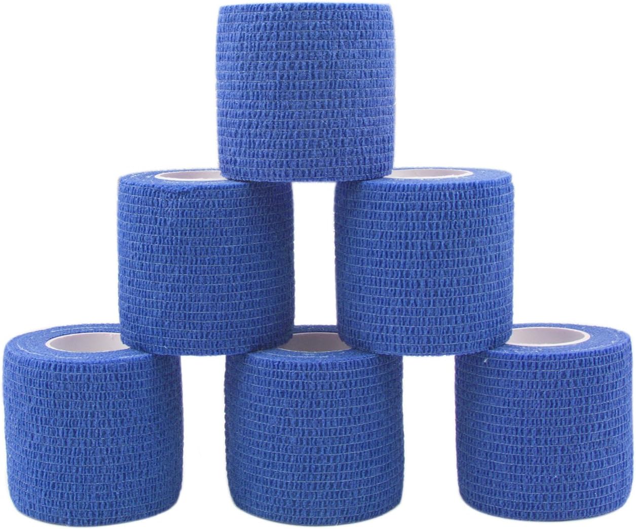 COMOmed 6 Rolls Cohesive Bandage Blue 5cmX4.5m, Flexible Bandage,Non-woven Cohesive