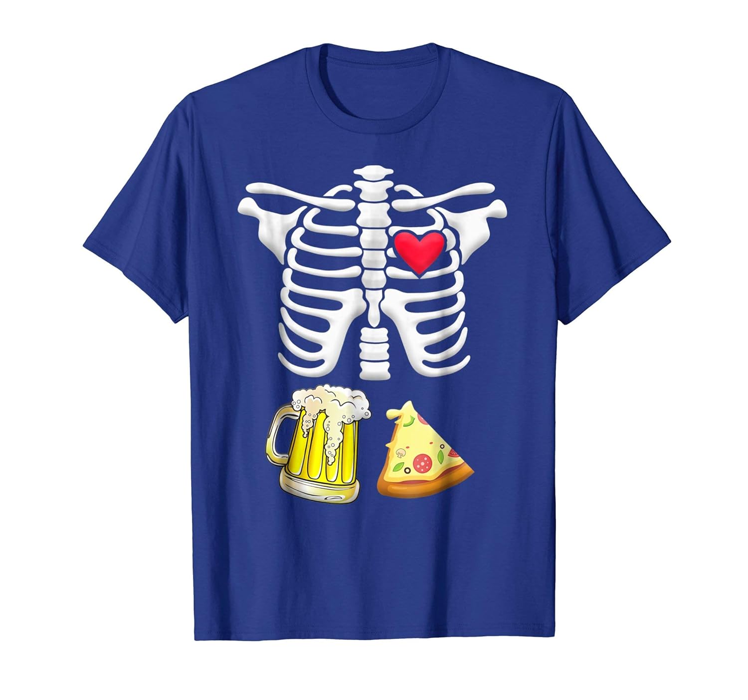 Beer and pizza Pregnant Skeleton Halloween Shirt-Rose