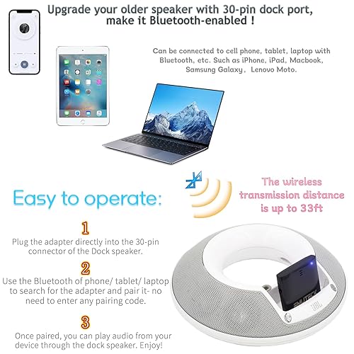 30 Pin Bluetooth Receiver Stereo Adapter for Bose SoundDock