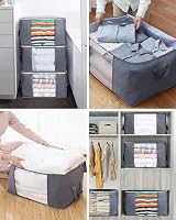 KALAHOL 90L Large Capacity Clothes Storage Bags Set of 6 with Zips Dark Grey view 7