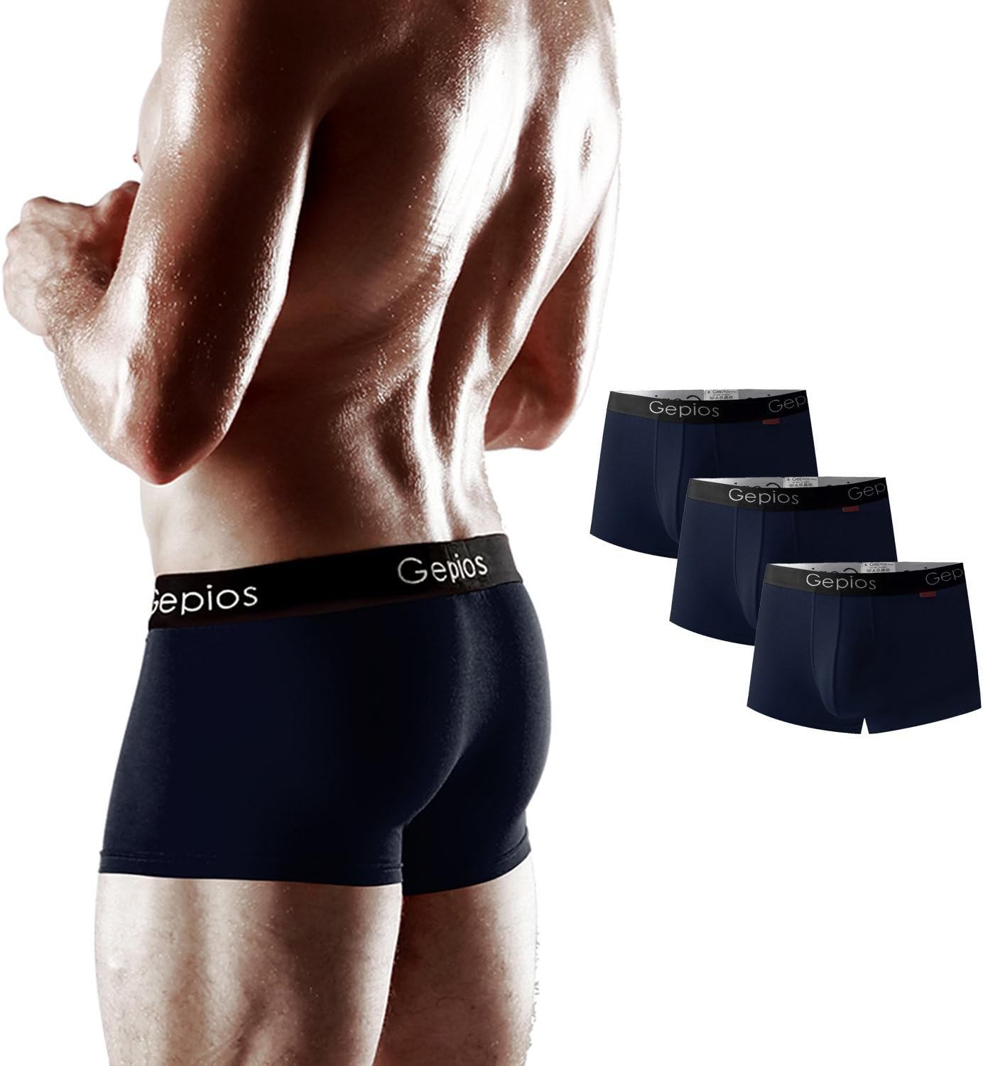 gepios Mens Underwear Classic Trunk CAMMU04 (3 Pack) Navy XL