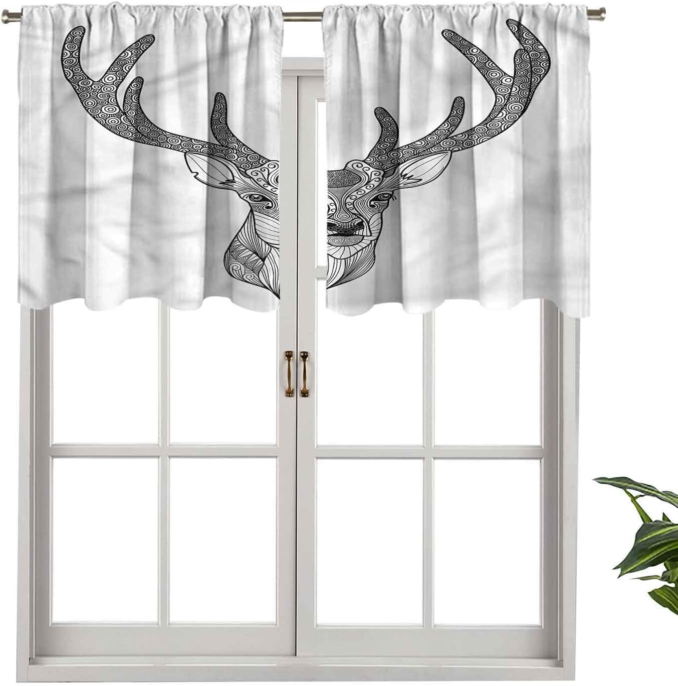 Hiiiman Cenefa de ventana moderna con diseño de ciervo ornamental