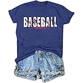 Baseball Mom Shirt Womens Mom Shirt Short Sleeve O-Neck Letter Print Casual Tops Tees