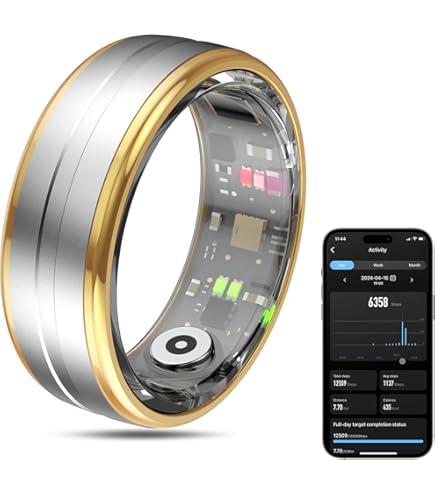 Pachira Smart Ring, Fitness & Sleep Tracker, Heart Rate & SpO2 Monitor, Waterproof, Long Battery Life, Women & Men Health Ring, IOS & Android Compatible, Remote Camera Control, Find Ring Black,Size 10 - View #14