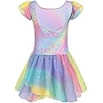 Arshiner Girls Ruffle Sleeve Ballet Dance Dress Tutu Skirted Leotard