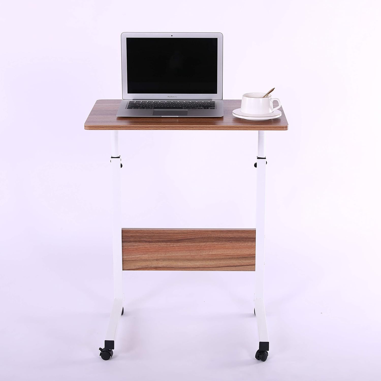 Laptop Cart 23.6" Mobile Table Fancasa Movable Portable Adjustable Notebook Computer Stand with Wheels (Teak): Home Audio & Theater