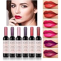 XIDORE 6 Colors Wine Lip Tint,Lip Tint,Long Lasting Waterproof Lip Tint Set,Wine Lipstick Matte, Lip Stain Lip Gloss for Girl