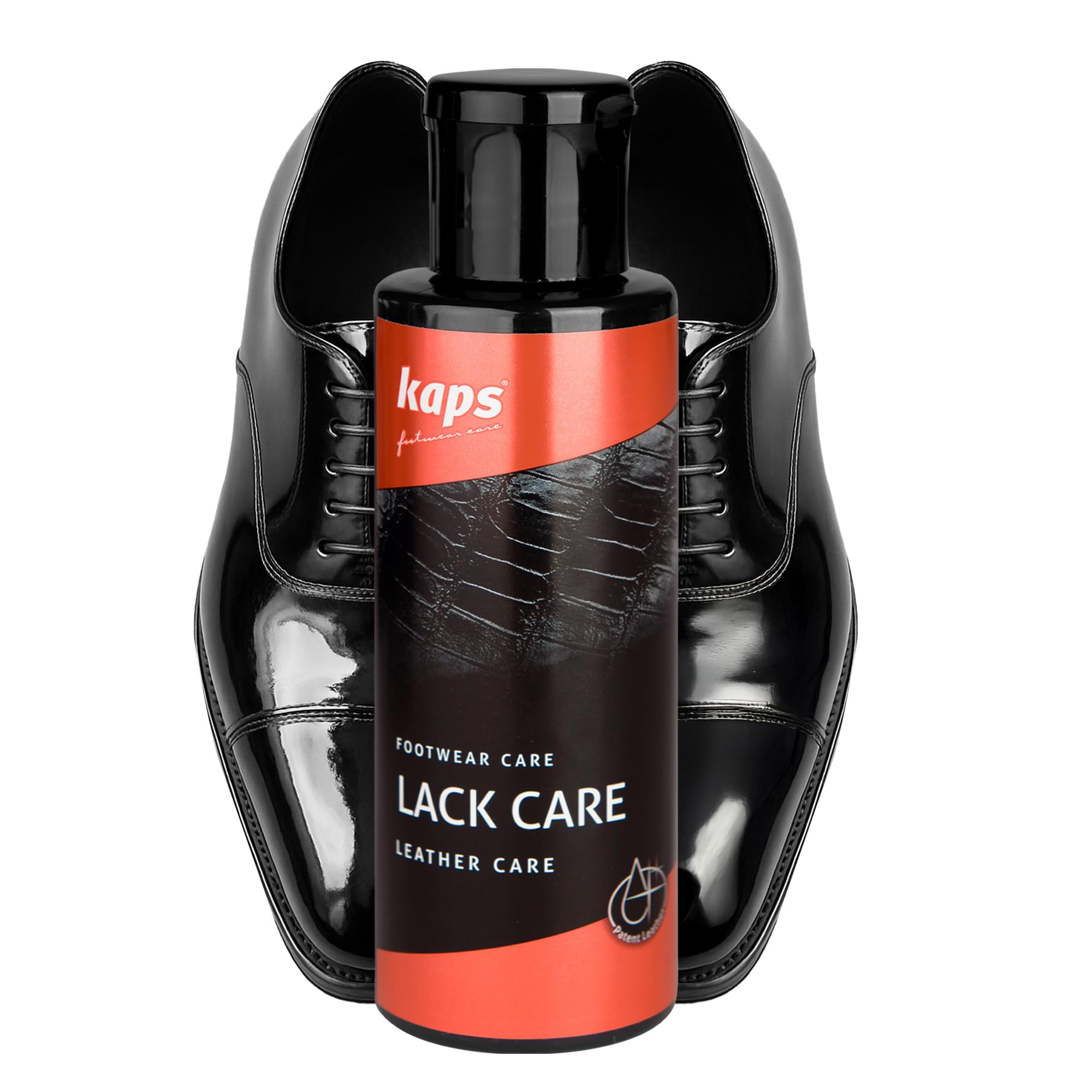 Kaps Patent Leather Conditioner for Shoes Boots and Bags – Cleans Shines Protects Lacquered Varnished Synthetic Leather, Prevents Cracks, 100ml Lack Care (Transparent)