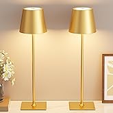 Kakanuo Gold Cordless Rechargeable Table Lamp 5000mAh Battery Operated Lamps, 3 Colors Stepless Dimming Touch Lamp for Living