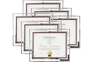 Schliersee 8.5 x 11 Certificate Document Frame Diploma Glass Picture Frames Only for Tabletop, Pack of 6
