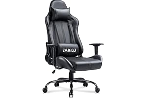 SKOK TAKICO Gaming Chair, Ergonomic Computer Gaming Chair Racing Style Gaming Desk Chair, High Back Swivel Game Chair with Headrest and Lumbar Support(Black)