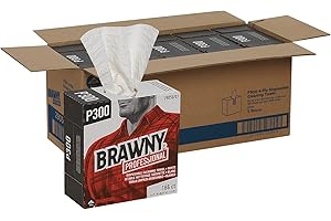 Georgia-Pacific Brawny Professional P300 Disposable Cleaning Towel by GP PRO,29050/03,Medium Duty,Tall Box,White,5 Boxes @ 166 Count