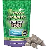 Green Gobbler Septic Tank Enzyme Treatment Packets, 6 Month Supply - Powerful &amp; Natural Bacteria to Prevent Costly Septic Issues, Back-Ups