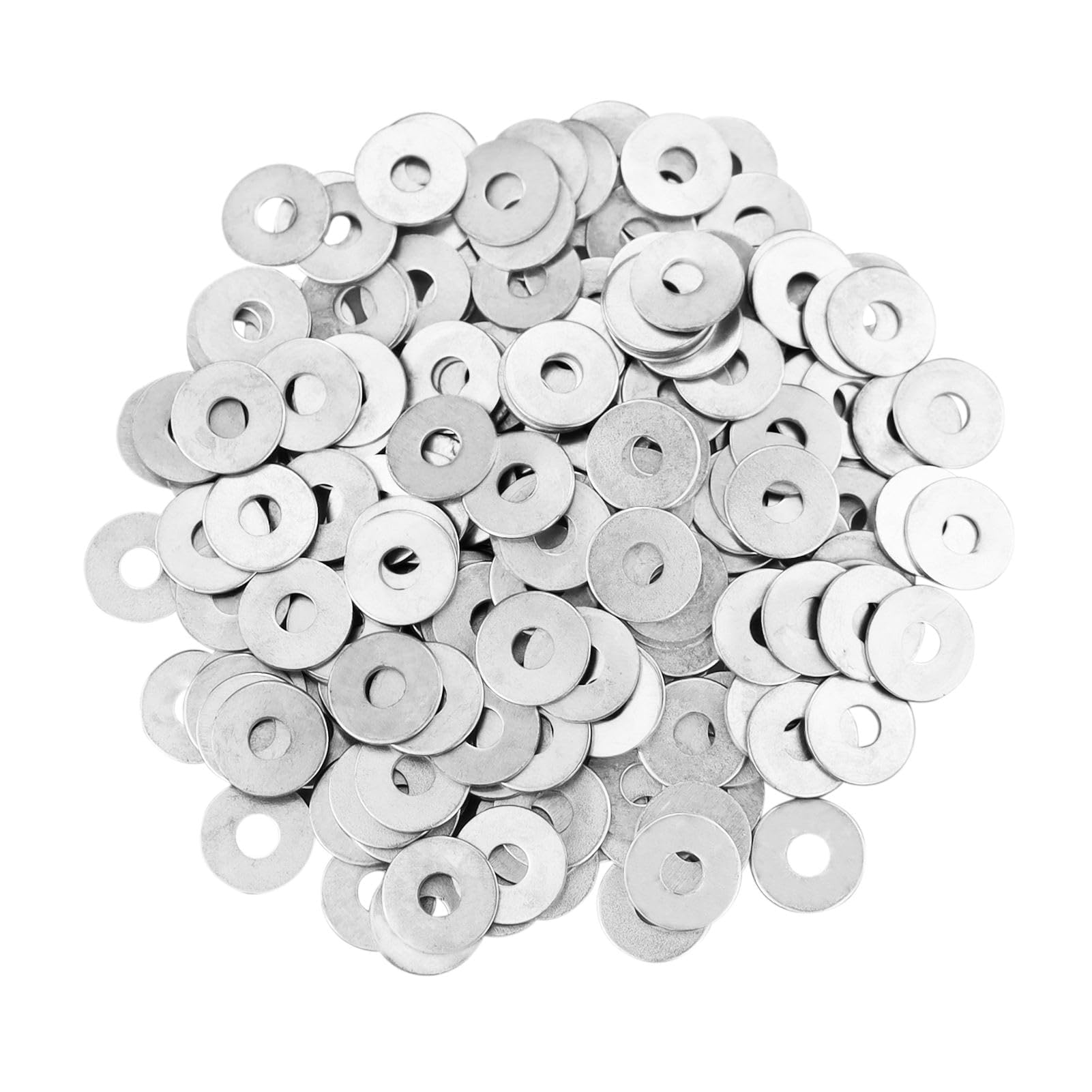200 Pcs M5 Flat Penny Washers, 15mm Large Metal Round Chrome Stainless Steel Repair Washer for Screws and Bolts