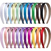 Duufin 22 Pieces Satin Headbands 2cm Plain Headband Non-slip Hair Headband Colorful DIY Headbands for Women and Girls, 22 Colors