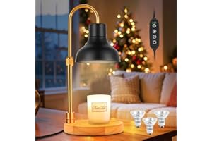 TUDEPZ Candle Warmer Lamp with Timer & 3 Bulbs, Dimmable Electric CandleLight Adjustable Height and Brightness Candle Wax Warmer for Jar Candles Bedroom Home Decor House Warming Gift for Women (Black)