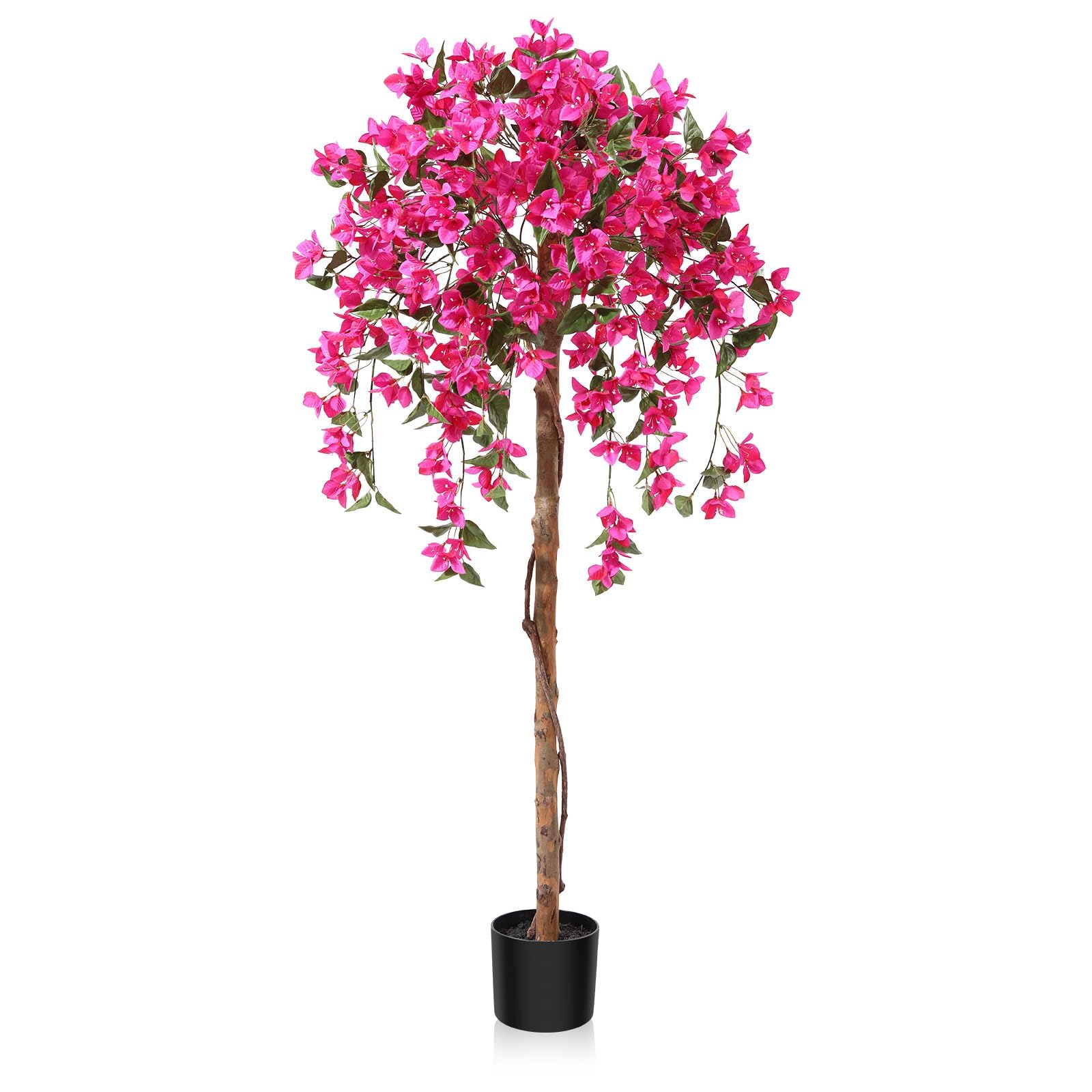 Photo 1 of ***IMAGE REFERENCE***Laiwot 5FT Artificial Tree Tall Potted Fake Bougainvillea Trees for Outdoor Indoor Office Wedding Home Decor Lifelike Faux Plants with Wood Trunk and Pink Flowers