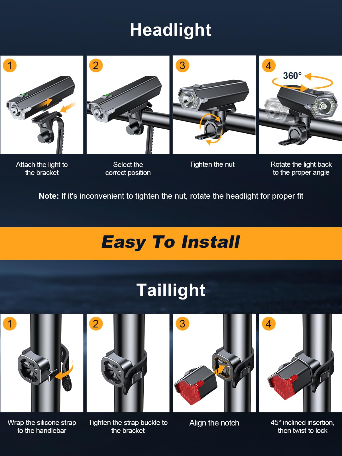 1000 Lumen Super Bright Bike Lights, 4+6 Modes Rechargeable Bicycle Lights Front & Rear with Side Lights, IP65 Waterproof Bike Headlight for Day/Night Riding Safety, Scooter Accessories