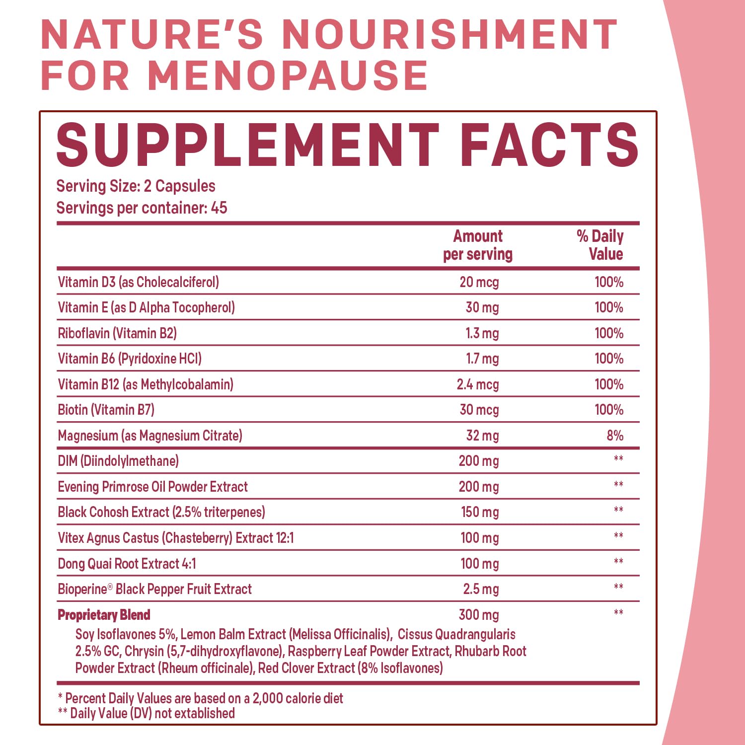 20-in-1 Menopause Supplements for Women - DIM and Estrogen Supplement for Menopause Relief and Hot Flashes with Black Cohosh, Evening Primrose, and Chasteberry (90 ct, 45 Servings)
