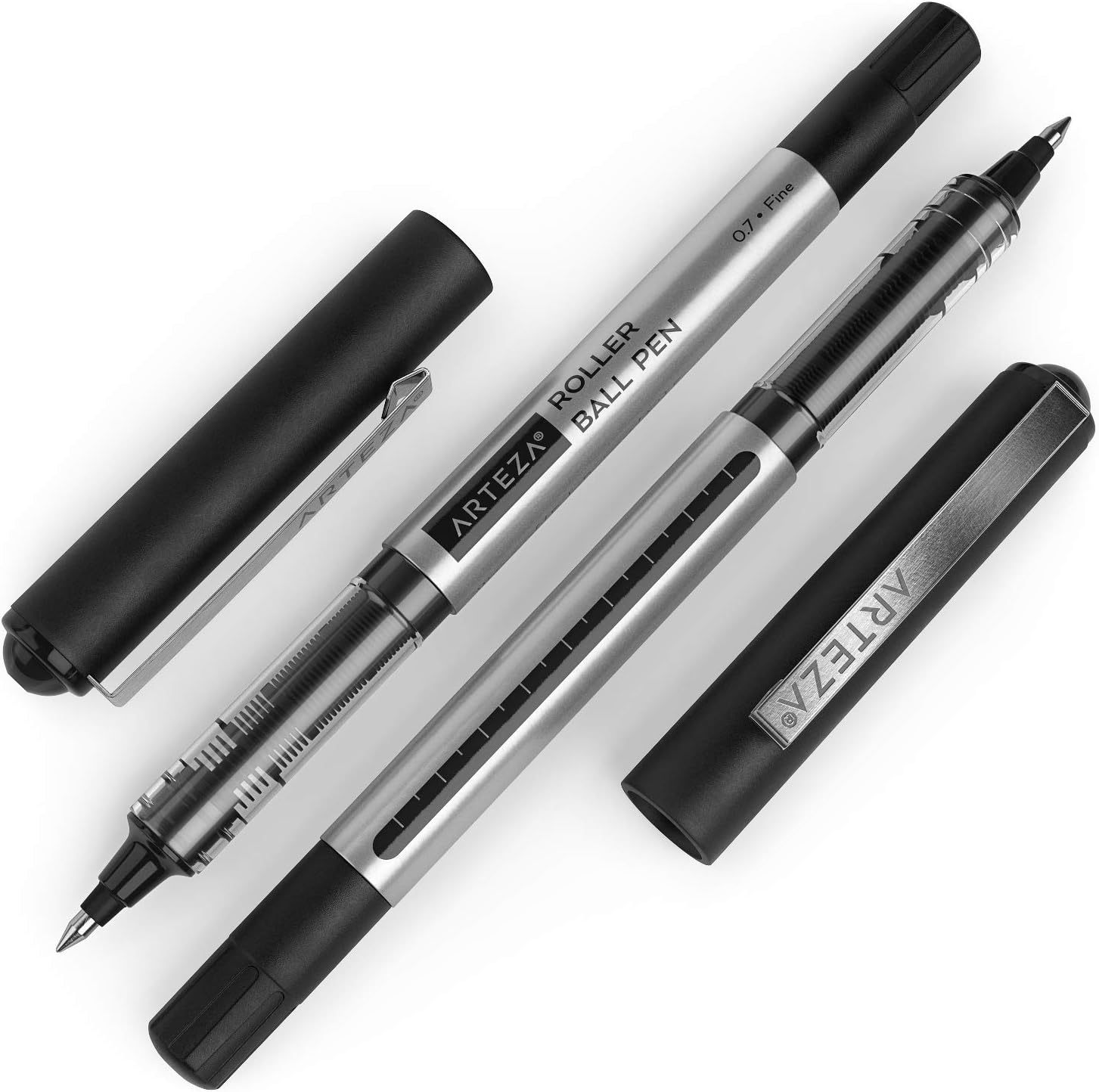 Arteza Rollerball Pens, Pack of 40, 0.7mm Black Liquid Ink Pens for Bullet Journaling, Fine Point Rollerball for Writing, Taking Notes & Sketching: Office Products