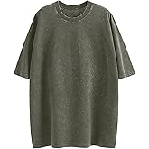Wrenpies Oversized T Shirts for Women Vintage Acid Wash Basic Tees Loose Fit Baggy Shirts Workout Cotton Tshirt Tops