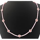 XJCMOON Daisy Flower Necklace, Pink Beaded Necklace for Women as daily Gift, Dainty Accessories for Women as Birthday Gifts for Her Daisy Costume Gift,Gifts for teen girls.