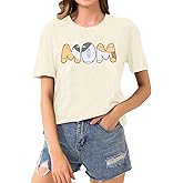 JINTING Dog Mom Shirt Mom and Dad Shirts Couple Outfit T-Shirt Casual Letter Graphic Top Tees