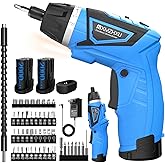Cordless Screwdriver,8V Electric Screwdriver with 2X 2000mAh Battery,6+1Torque, 10N·m Max Rechargable Power Screwdriver 47pcs Bits, LED Light,Flexible Shaft
