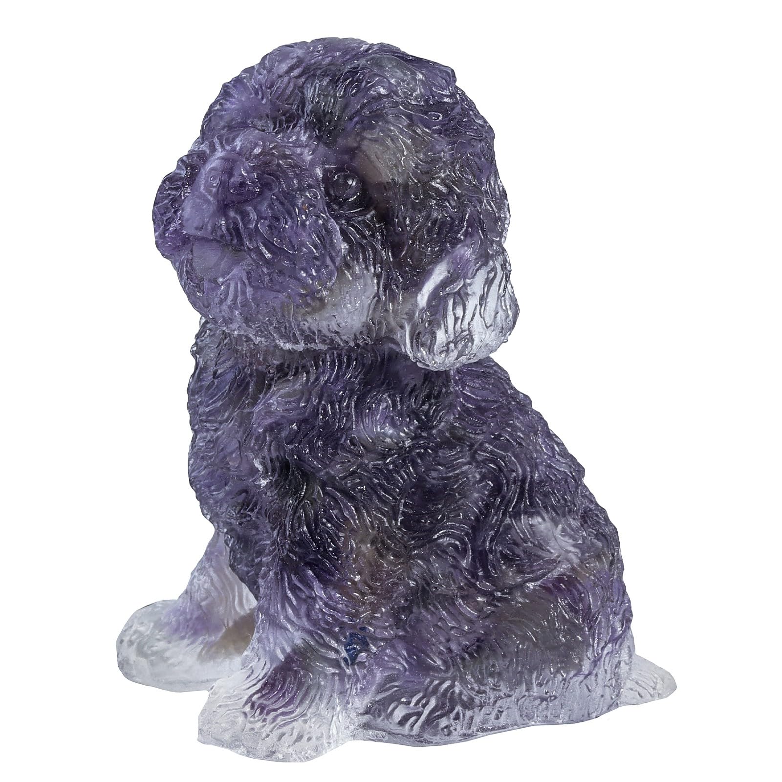 Mookaitedecor 6.5cm Amethyst Crystal Sitting Dog Figurine Ornament for Home, Healing Crystal Puppy Gift for Dog Lover, Resin Animal Stone Statue Good Luck Desk Decoration & Cute Room Decor
