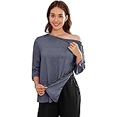 Deyeek Post Shoulder Surgery Shirts for Women Tear Away 3/4 Tops After Rotator Cuff Shirts Chemo Port Adaptive Clothing