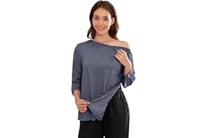 Deyeek Post Shoulder Surgery Shirts for Women Tear Away 3/4 Tops After Rotator Cuff Shirts Chemo Port Adaptive Clothing
