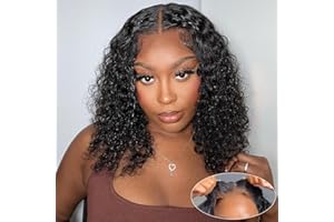 Smilegirl Glueless Bob Wigs Human Hair Pre Plucked Pre Cut Curly Human Hair Wigs for Black Women Deep Wave 5x5 HD Lace Closure Wigs Ready to Wear and Go Glueless Wigs 200% Density