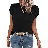 SHEWIN Womens Spring Tops for Women Casual Crewneck Short Sleeve Shirts Cap Sleeve Knit Sweater Vest Summer Tops