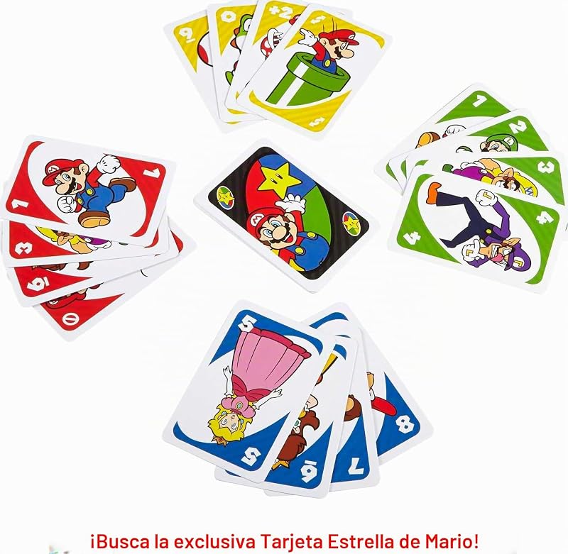 UNO Super Mario Juego de Cartas, 7+, 2-10 Jugadores