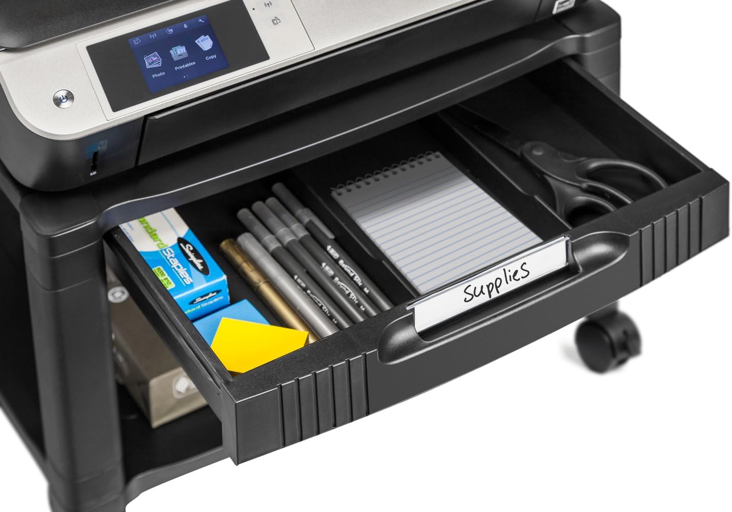 Halter LZ-306A Mini Rolling Printer Cart Machine Stand with Cable Management - Holds Up to 75 Pounds (Black) : Office Products