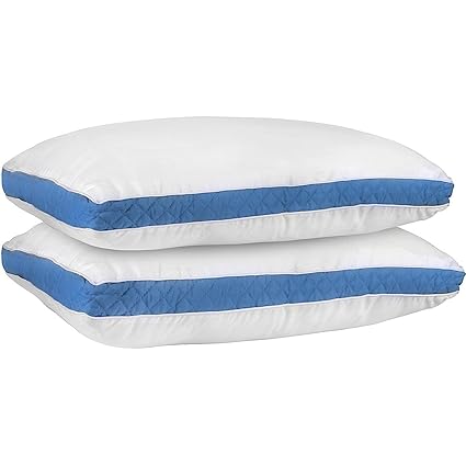 Cloth Fusion Luxurious Quilted Microfibre Bed Pillow,(18X27-inches, Sky Blue) - Set of 2