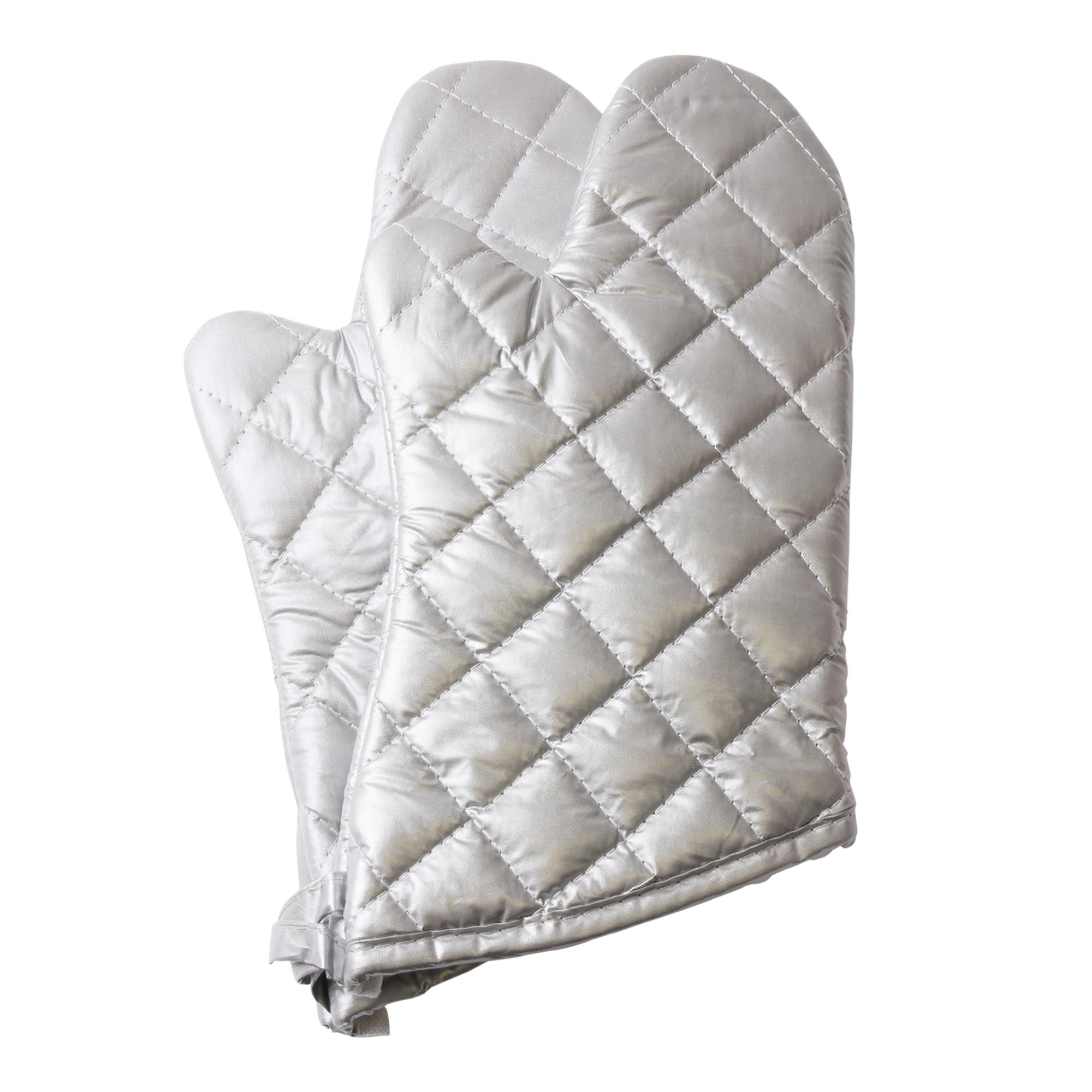 Photo 1 of Silver Oven Mitts,Quilted Cotton Lining 13 Inch Oven Gloves,Heat Resistant for Kitchen Cooking,Grilling,Backing,Set of 2