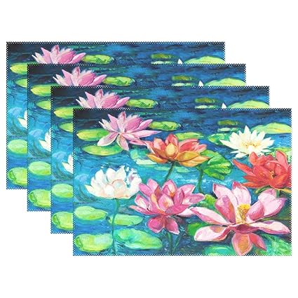 Amazon Com Htrfgdhxcv Water Lily Flowers Placemats For Dining